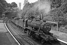 Whatstandwell Station with Up freight in 1961