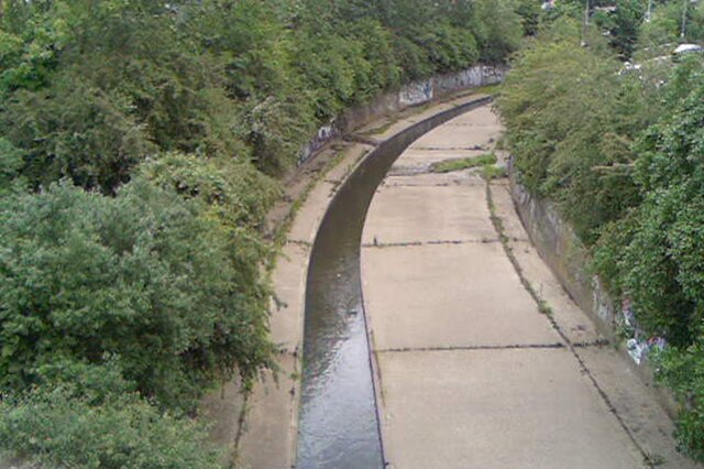 The River Crouch flows through Wickford in a concrete bank, which is designed to protect the town from flooding
