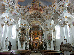Iglesia de Wies, de los estuquistas y arquitectos Dominikus y Johann Baptist Zimmermann (1745-1754)