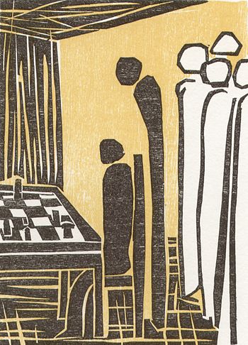 English: One of six woodcuts to the chess stor...