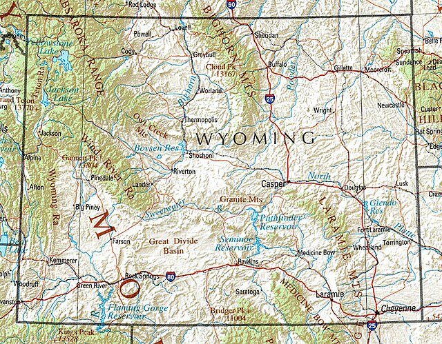 Geographische Karte Wyomings