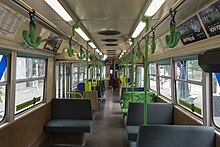 Interior of a Z1-class in December 2013 Z1-class Melbourne tram interior, 2013.JPG