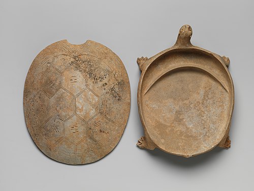 Earthenware Inkstone and Cover in the Shape of a Turtle, ca. 6th–7th century from the Metropolitan Museum