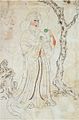(参考)奈良の正倉院(しょうそういん)に残る『鳥毛立女屏風(とりげりつじょのびょうぶ)』に描かれた唐代の女性の衣装