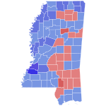 1987 Mississippi gubernatorial election results map by county.svg