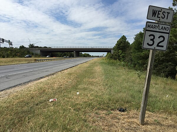 MD 32 westbound at Dorsey Run Road exit in Annapolis Junction