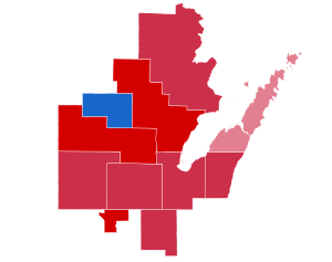 2018 Wisconsin's 8th congressional district election results by county.svg