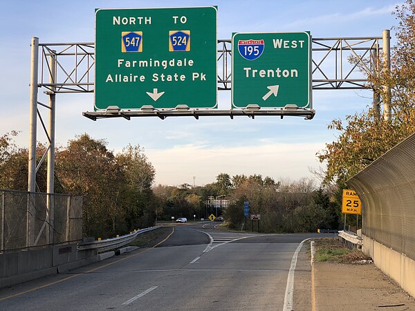 View north along CR 547 at I-195 in Howell