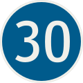 250-30 Najnižšia dovolená rýchlosť (30 km/h)