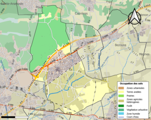 Kolorowa mapa przedstawiająca użytkowanie gruntów.