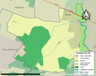 Kolorowa mapa przedstawiająca użytkowanie gruntów.