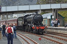 LNER K4 no 61994 The Great Marquess in the loop at Blaenau Ffestiniog after arriving with "The Welsh Mountaineer" on Tue 29 July 2014. 61994 The Great Marquess resting in Blaenau Ffestiniog.jpg