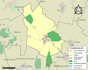 Barevná mapa znázorňující využití půdy.