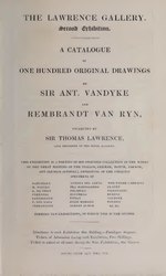 Thumbnail for File:A catalogue of one hundred original drawings by Sir Ant. Vandyke and Rembrandt van Ryn, collected by Sir Thomas Lawrence ... - The Lawrence Gallery, second exhibition (IA catalogueofonehu00lawr 0).pdf