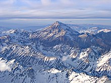 Aconcagua, in Argentina, is the highest peak in the Americas. Aconcagua (aerial).jpg
