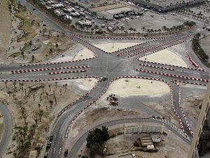 Al Farooq Junction under construction at former site of Pearl Roundabout.jpg