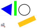 Die drei oberen Objekte stoßen mit ihren untersten Punkten an die (virtuelle) Gerade, die durch den obersten Punkt des gelben Rechtecks definiert ist.