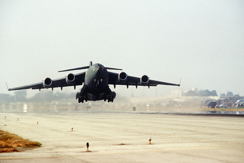 File:An Air Force C-17A heavy-lift, air-refuelable cargo transport taking off from the Long Beach Airport on its maiden flight F-3282-SPT-91-000363-XX-0647.jpg