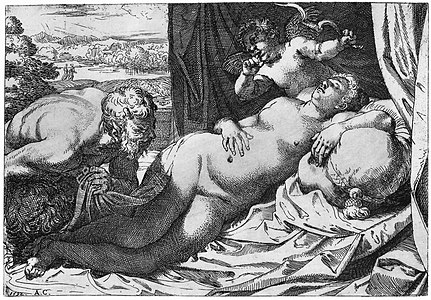 Annibale Carracci, Jupiter et Antiope ou Vénus découvert par un satyre, 1592, Staatliche Kunsthalle Karlsruhe.