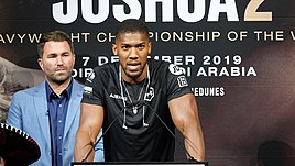 Anthony Joshua speaks at the press conference announcing his rematch with Andy Ruiz Jr. Anthony Joshua Press Conference.jpg