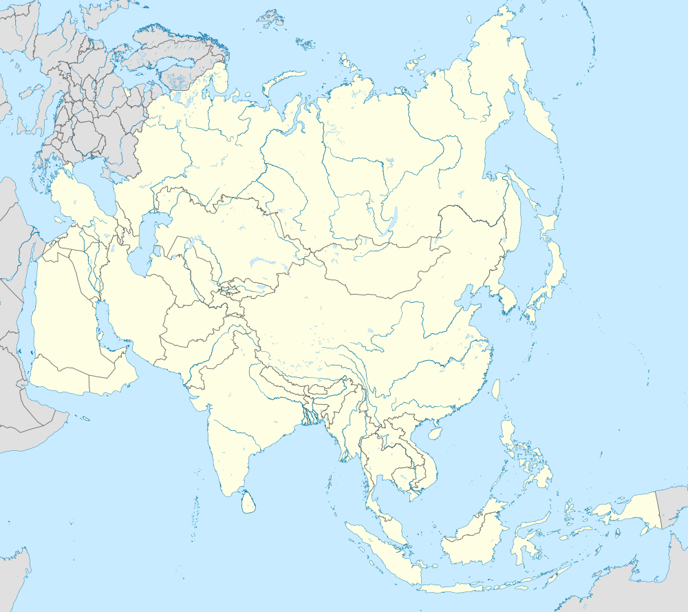 アジアにおける各国の観測史上最低気温を観測した場所。×印で示したのはアジア全体の観測史上最低気温を観測した場所。の位置（アジア内）