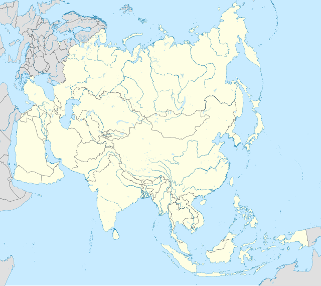 Mapa konturowa Azji, po prawej znajduje się punkt z opisem „Zaō”