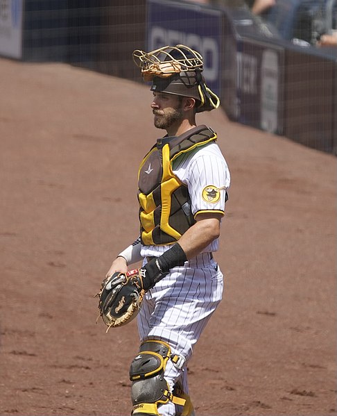 Nola catching for the Padres during the 2021 season