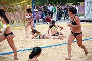 Deutsch: Beachhandball bei den Olympischen Jugendspielen 2018; Tag 5, 10. November 2018; Mädchen, Hauptrunde - Chinese Taipei (Taiwan)-Paraguay 2:0 English: Beach handball at the 2018 Summer Youth Olympics at 11 October 2018 – Girls Main Round – Chinese Taipei (Taiwan)-Paraguay 2:0