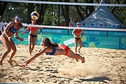 Deutsch: Beachvolleyball bei den Olympischen Jugendspielen 2018; Tag 8, 14. Oktober 2018; Mädchen, Achtelfinale – Bolivien-Puerto Rico 0:2 (18–21/18–21 ) English: Beach volleyball at the 2018 Summer Youth Olympics at 14 October 2018 – Girls Round of 16 – Bolivia-Puerto Rico 0:2 (18–21/18–21 )