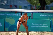 Deutsch: Beachvolleyball bei den Olympischen Jugendspielen 2018; Tag 8, 14. Oktober 2018; Mädchen, Achtelfinale – Mexiko-China 0:2 (15–21/16–21) English: Beach volleyball at the 2018 Summer Youth Olympics at 14 October 2018 – Girls Round of 16 – Mexico-China 0:2 (15–21/16–21)