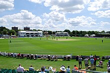 The ground from the new stand during a One Day Cup match between Kent and Gloucestershire in June 2018 Beckenham from stand 2018.jpg