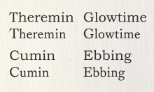 Comparison between Monotype Bookman (above in the samples) and its ancestor Caslon (below), scaled to matching cap height. The caps are quite similar but the lower-case letters of this Bookman revival are wider and higher (a higher x-height). Bookman Caslon comparison.png