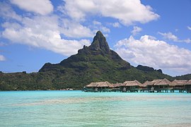 The island's lagoon and main island