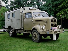 Borgward B 4500 A with four wheel drive and box body, front and right side