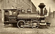 Woodburytype of 0-4-0 Achilles, Baldwin Locomotive Works, 1871 Boston & Maine 0-4-0 locomotive by Baldwin, 1871.jpg