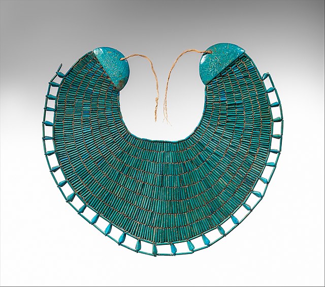 Broad collar beaded Egyptian necklace of the 12th dynasty official Wah from his Theban tomb