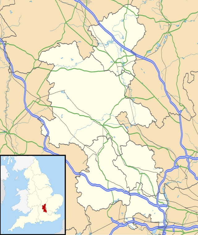 Mapa konturowa Buckinghamshire, na dole znajduje się punkt z opisem „High Wycombe”