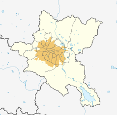 Mapa konturowa obwodu miejskiego Sofia, w centrum znajduje się punkt z opisem „Sobór św. Aleksandra Newskiego”
