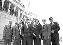 Congressional Hispanic Caucus (1984). The Caucus played a key role in promoting the term Hispanic among Mexican Americans, partly motivated by a goal to separate themselves from how the Black Caucus was viewed. CHCcirca1984.JPG