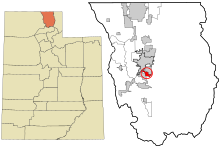 Cache County Utah birleşik ve tüzel kişiliği olmayan alanlar Millville vurgulanmış.svg