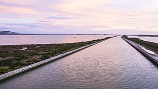 Le canal aux Aresquiers, entre deux étangs, à la hauteur de Vic-la-Gardiole.