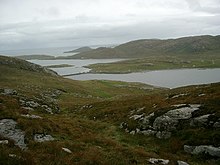 The Vatersay Causeway from Beinn Tangabhal Caolas Bhatarsaigh (Vatersay Sound) and the Causeway - geograph.org.uk - 55818.jpg