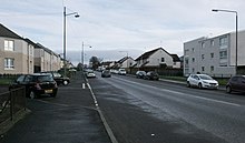 Lochiel Road looking east, with Carnwadric houses on the left, while those on the right fall under Thornliebank Carnwadric Road (geograph 5252638).jpg