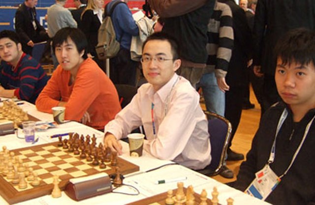 China's 2008 Olympiad Team: left to right, Wang Yue, Bu Xiangzhi, Ni Hua, Wang Hao