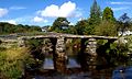 The medieval clapper bridge at Postbridge in Dartmoor.