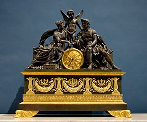 Pendule représentant, sous l'allégorie de Mars et Minerve, le mariage de Napoléon Ier et de Marie-Louise