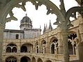 The interior cloister of the Monastery of the Jeronimos with its Manueline architecture