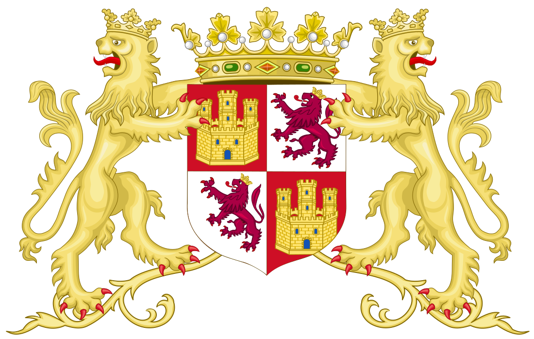 File:Coat of Arms of John II and Henry IV of Castile with Supporters.svg