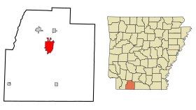 Columbia County Arkansas Incorporated and Unincorporated areas Magnolia Highlighted.svg