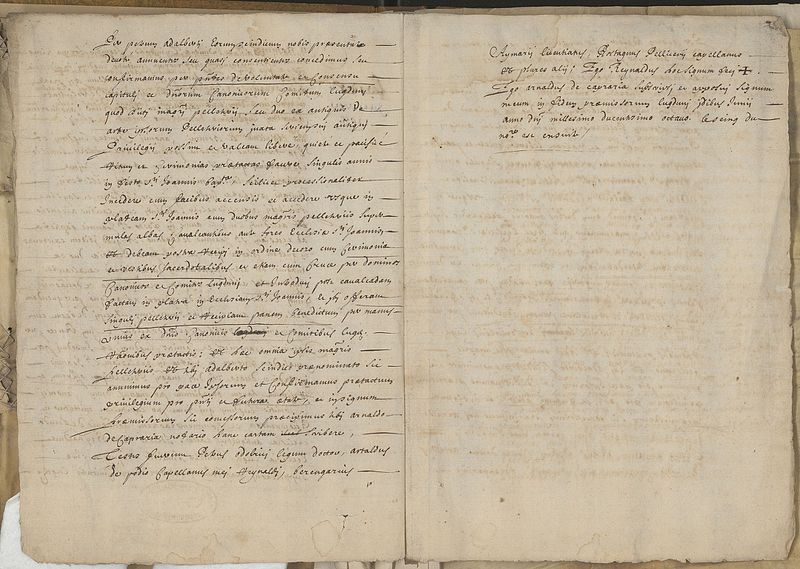 File:Confirmation par Renaud de Forez des privilèges des pelletiers de Lyon (1208, copie du XVIII e s.). Page 2-3.jpg